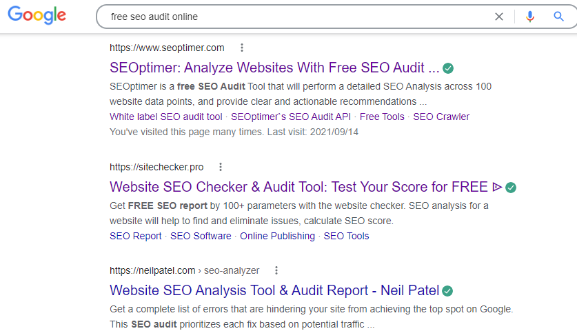 free seo audit online serp